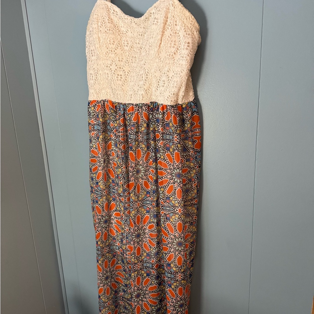 Elegant Lace and Floral Maxi Dress